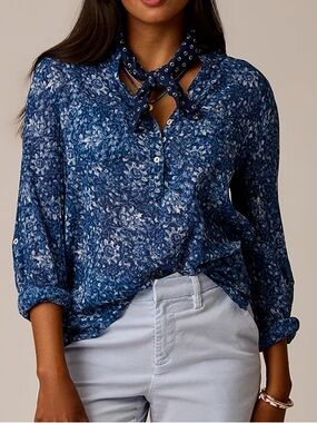 Carve Designs Navy Blue Floral Dylan Gauze Shirt NWT